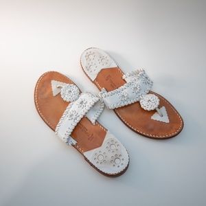 Stephen Bonano Palm Beach Handmade Vintage White Leather with small wooden heel-